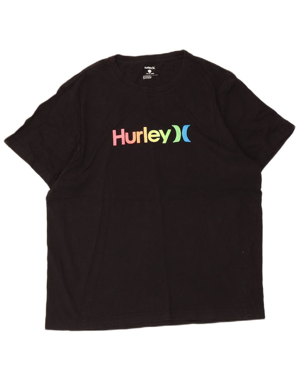 T-shirt grafica da donna Hurley Top UK 16 grande cotone nero