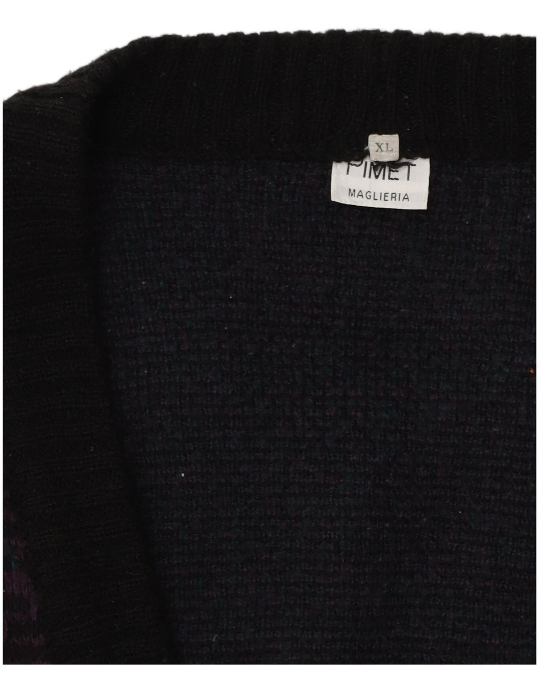 PIMET MAGLIERA Maglione cardigan da donna UK 18 XL Nero geometrico