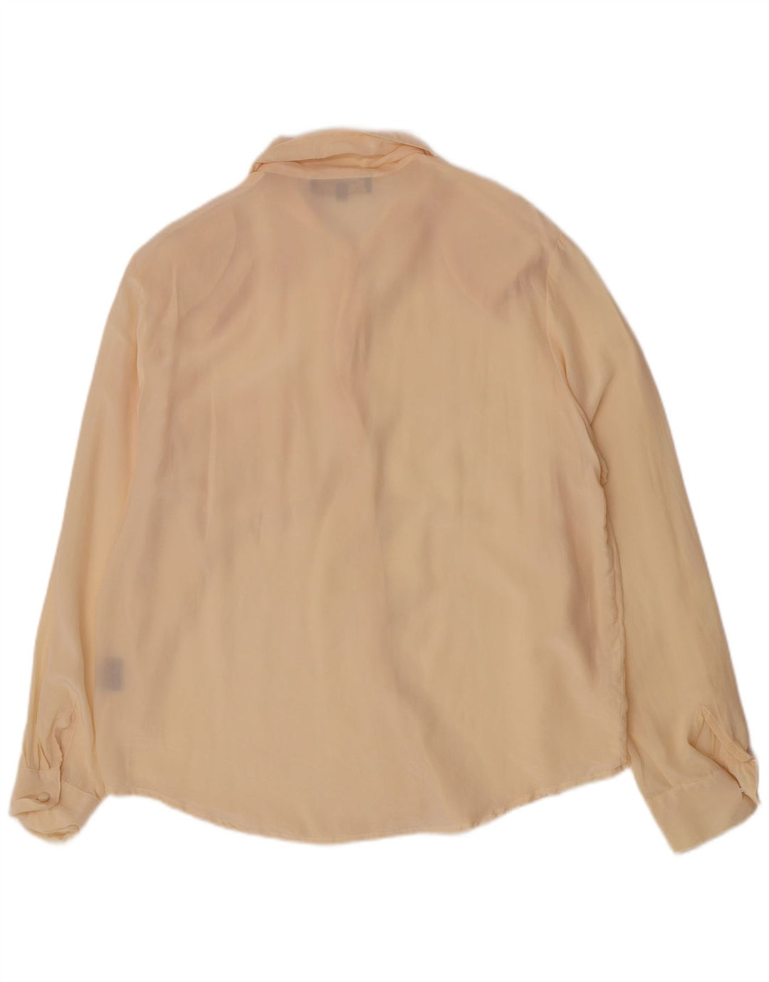 Camicetta camicia regolare da donna vintage UK 14 grande seta beige