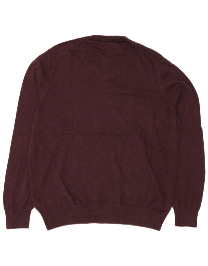 Maglione da uomo con scollo a V Marks & Spencer XL in cotone bordeaux