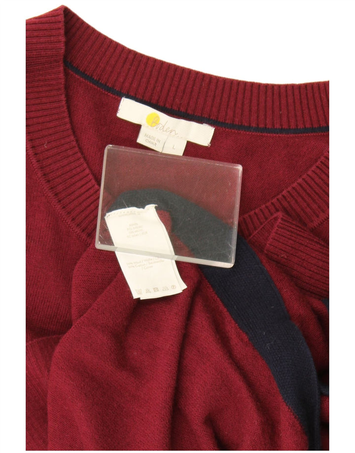 Boden Maglione da uomo con scollo a barca, maglione grande, in lana bordeaux