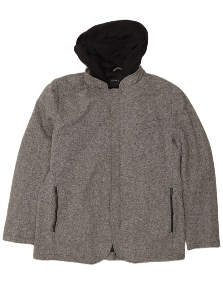 Giubbotto bomber con cappuccio da uomo Zara UK 42 XL poliestere grigio