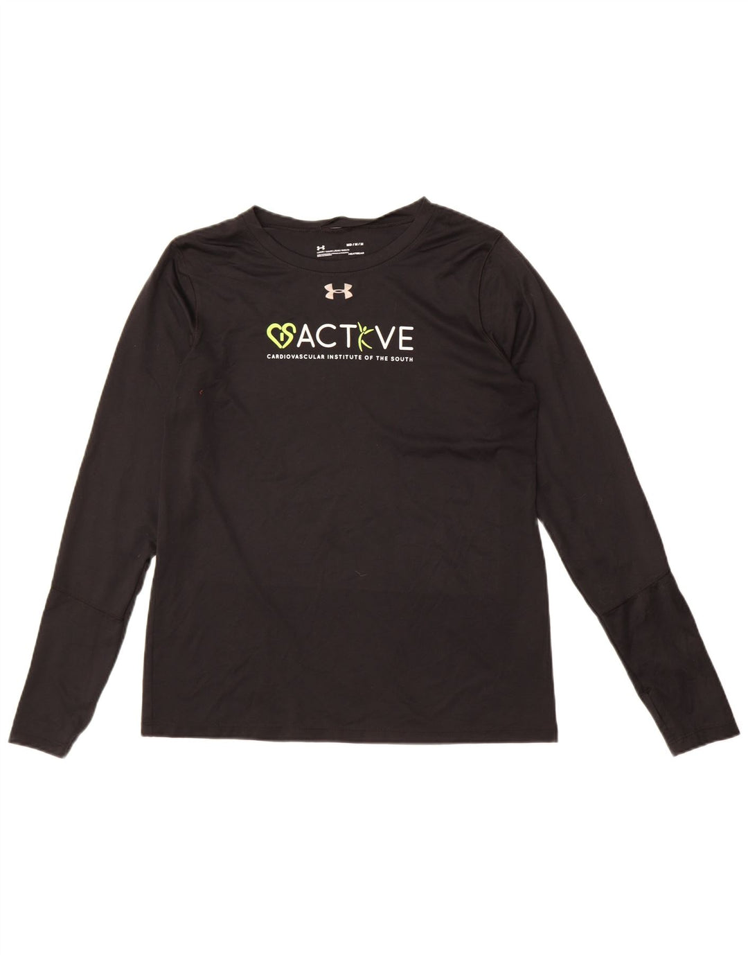 Maglietta grafica da uomo Under Armour a maniche lunghe in poliestere nero medio