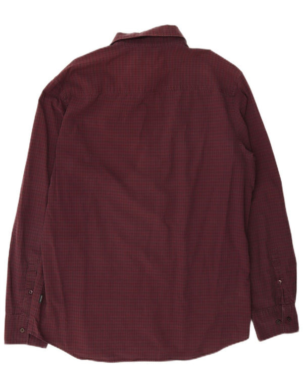 Camicia da uomo Calvin Klein in cotone a quadretti bordeaux medio