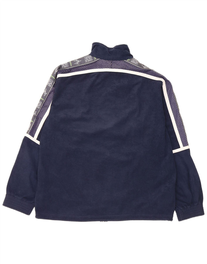 Brugi Giacca da uomo in velluto grafico con motivo a blocchi di colore blu navy medio