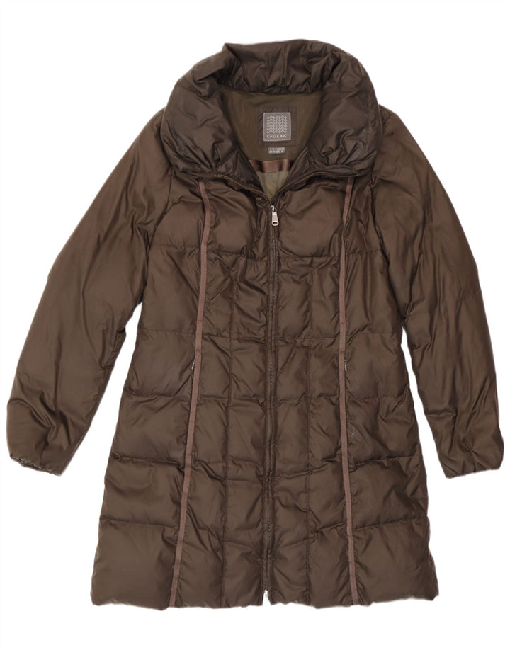Cappotto imbottito con cappuccio da donna Geox UK 12 Poliestere marrone medio
