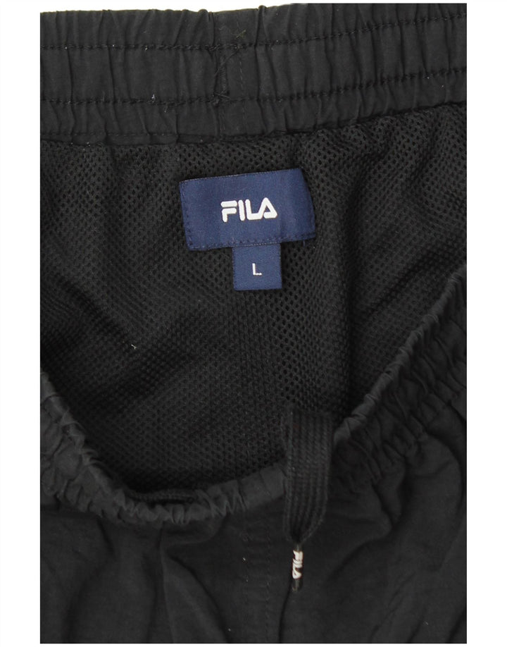 Pantaloncini sportivi Fila da uomo grandi in poliammide color block nero