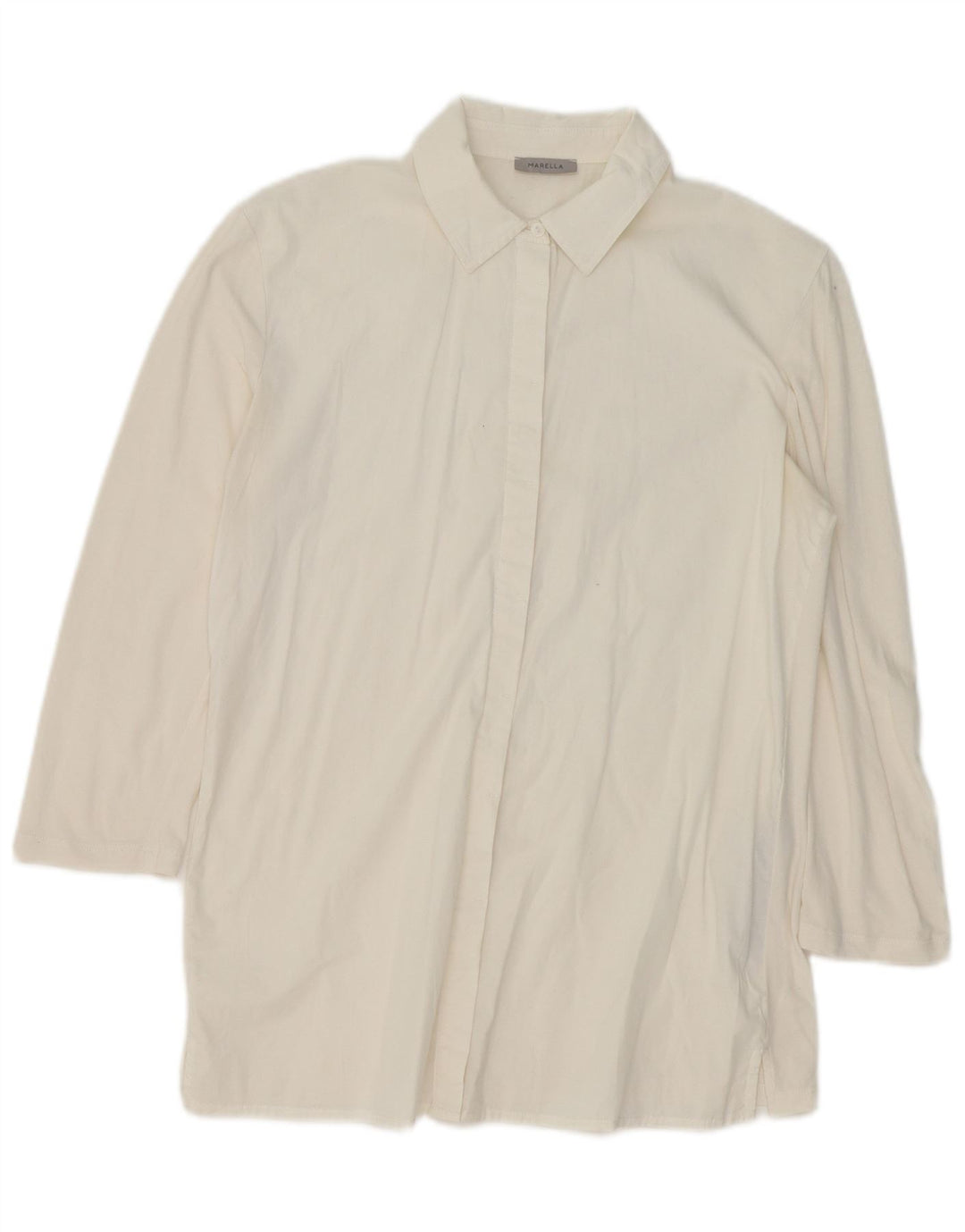 Camicetta a camicia lunga da donna Marella UK 16 grande cotone bianco sporco