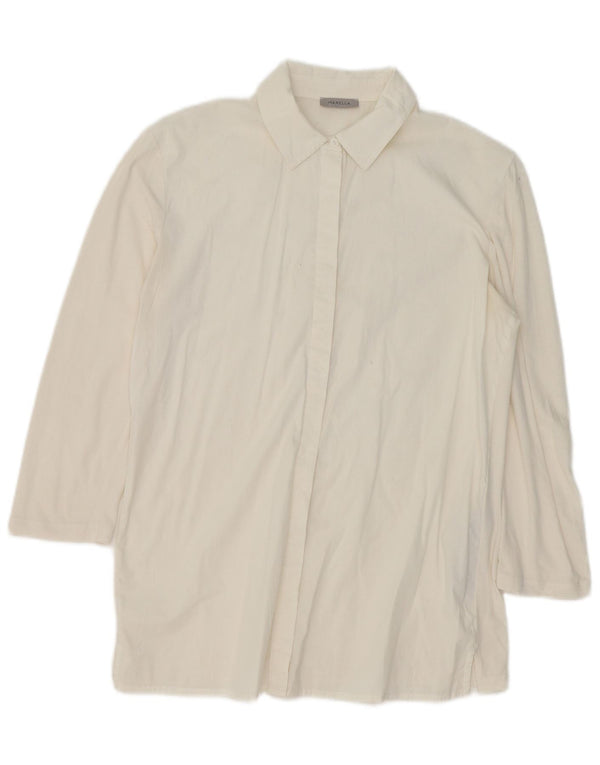 Camicetta a camicia lunga da donna Marella UK 16 grande cotone bianco sporco