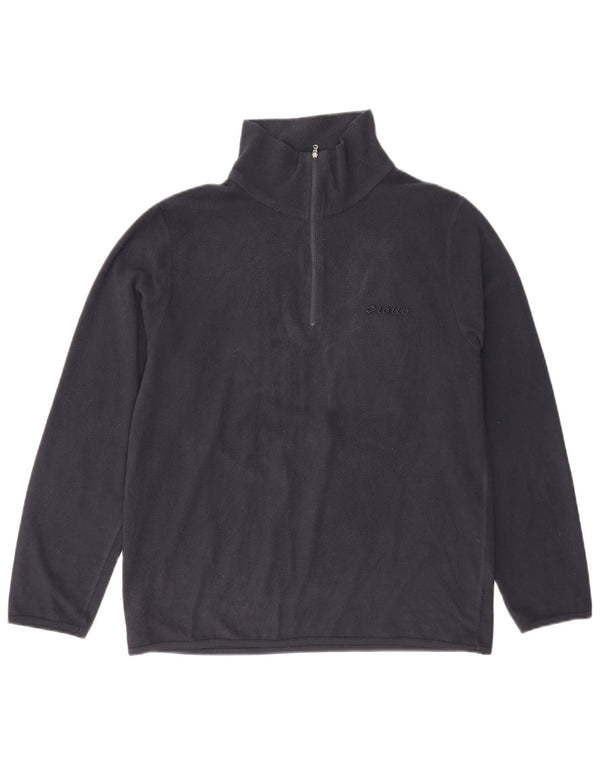 Maglione in pile da uomo Lotto con zip e collo medio in poliestere blu navy
