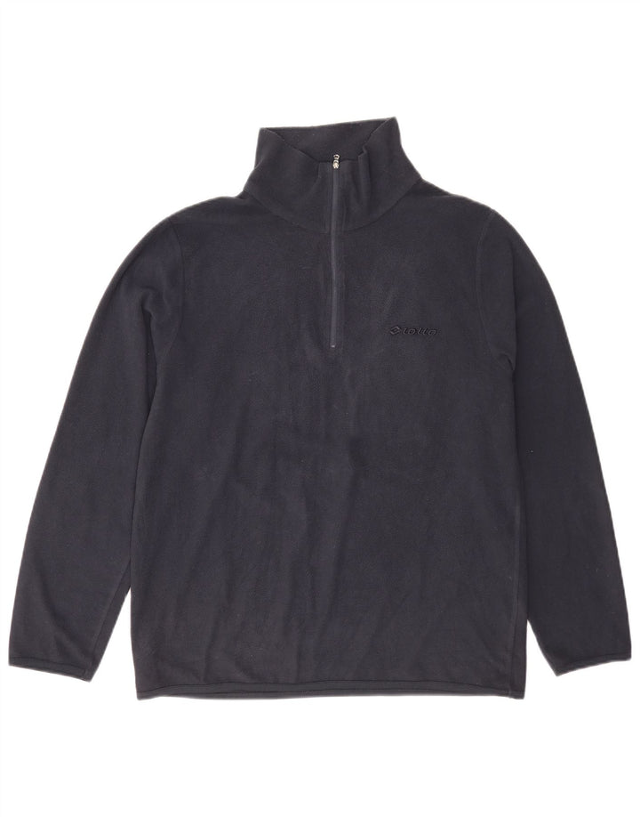 Maglione in pile da uomo Lotto con zip e collo medio in poliestere blu navy