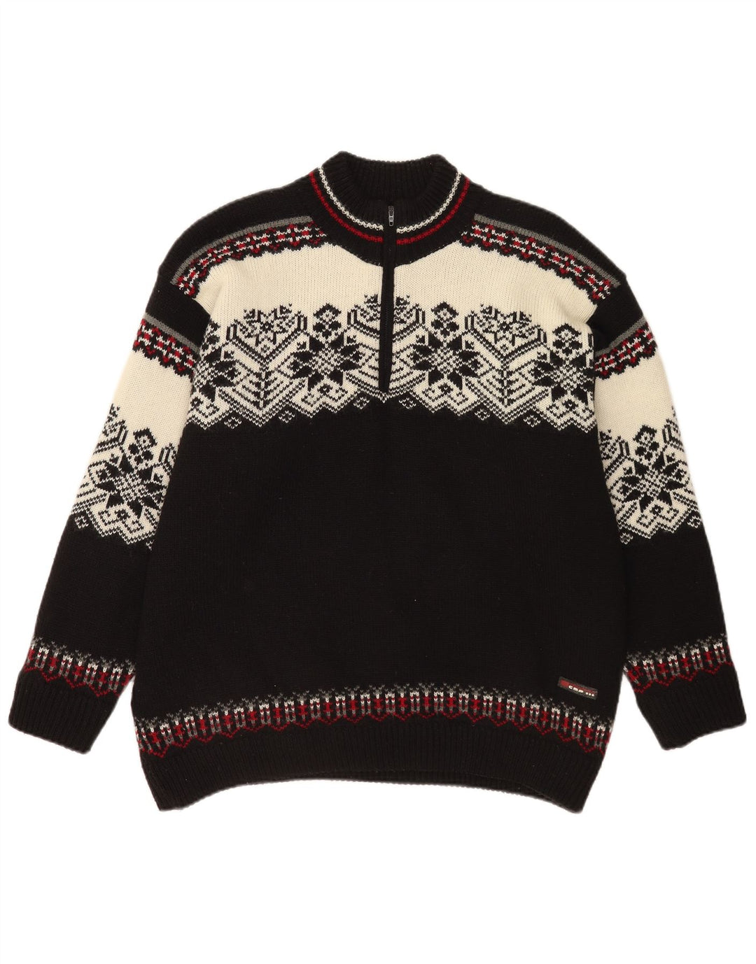 Maglione da uomo Campagnolo con zip e collo XL in lana Fair Isle multicolore