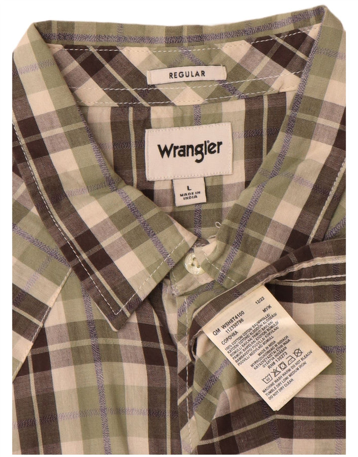 Camicia Wrangler da uomo a maniche corte, vestibilità regolare, grande cotone a quadri kaki