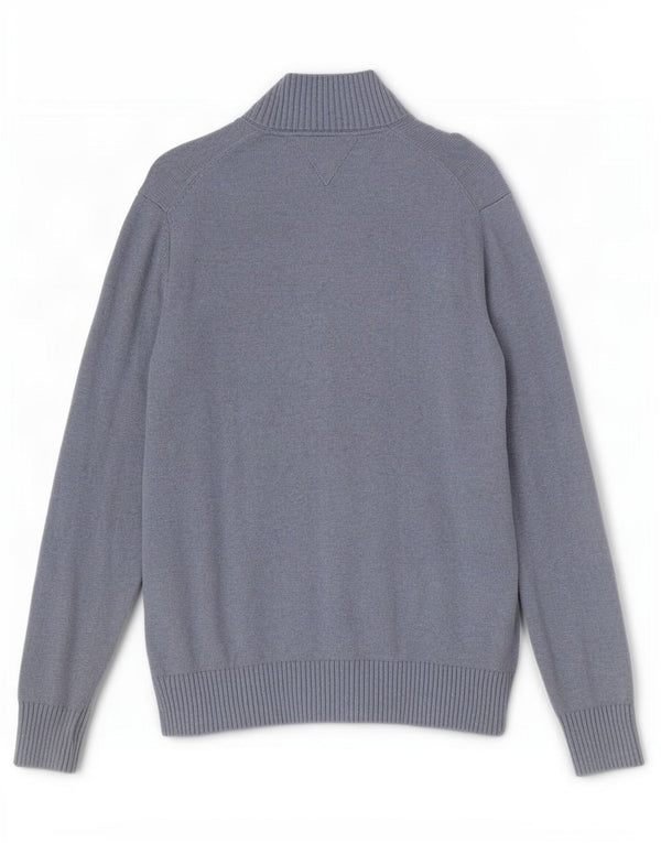 Maglione cardigan da uomo Tommy Hilfiger in cotone color block blu medio