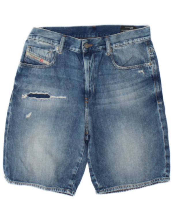 Pantaloncini di jeans invecchiati da uomo Diesel W30 cotone blu medio
