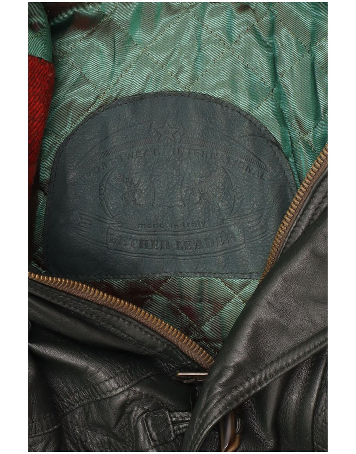 Cappotto in pelle da uomo vintage UK 40 grande in pelle verde