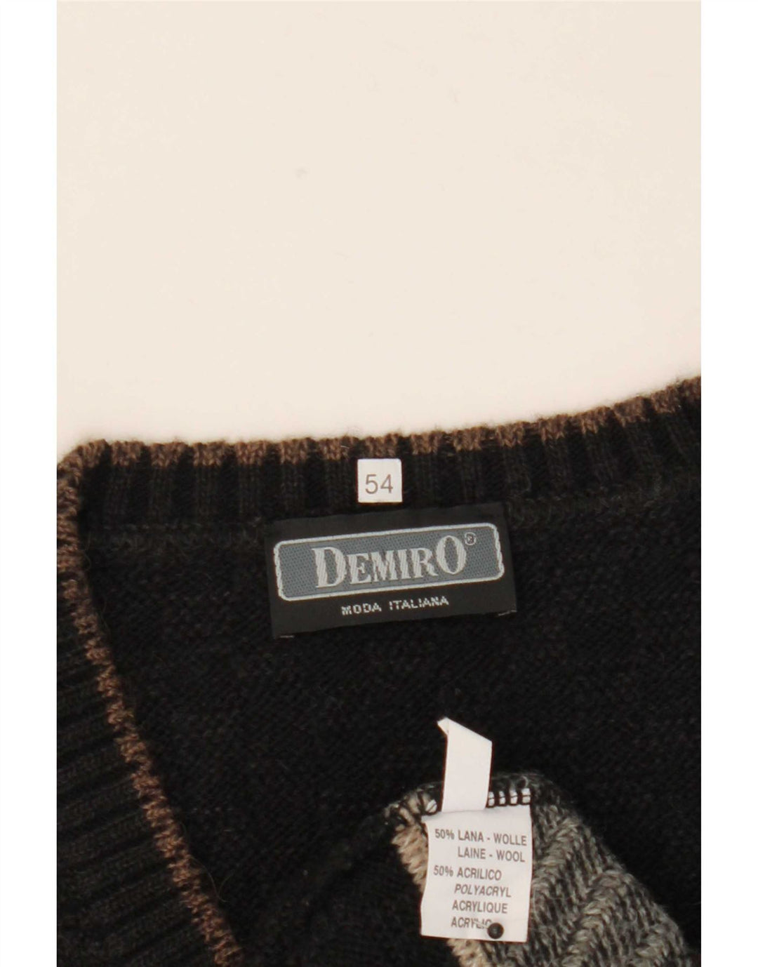 Maglione da uomo con scollo a V Demiro IT 54 XL Lana geometrica multicolore