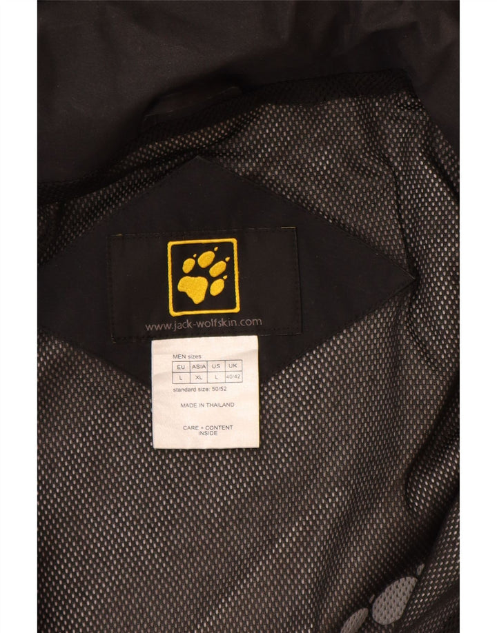 Giacca a vento con cappuccio da uomo Jack Wolfskin UK 40/42 grande poliestere nero