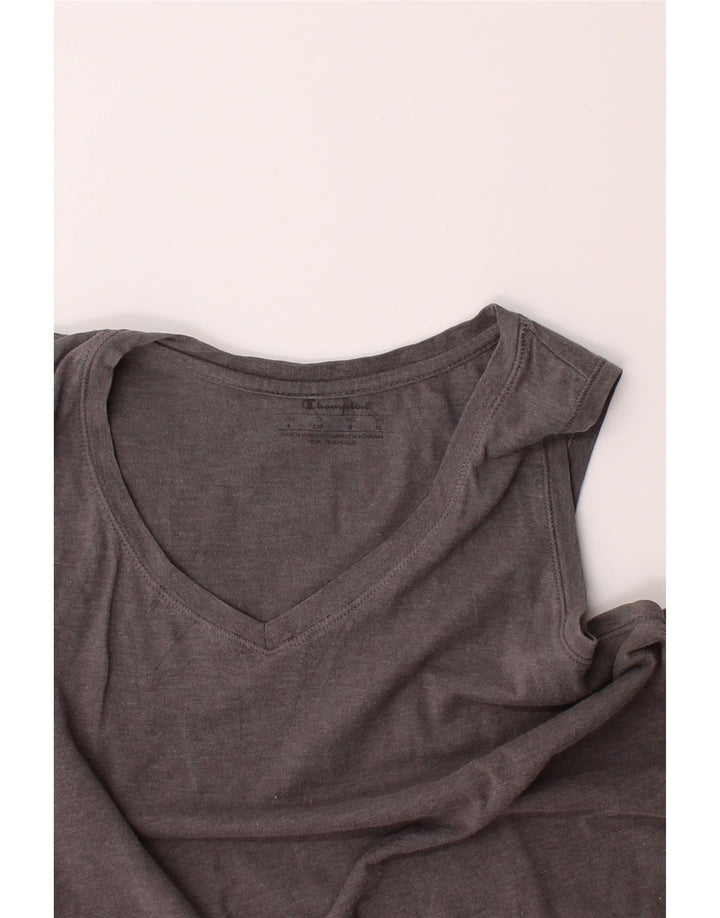 CHAMPION Womens Vest Top UK 14 Large Grey Cotton Vintage Champion and Second-Hand Champion from Messina Hembry 