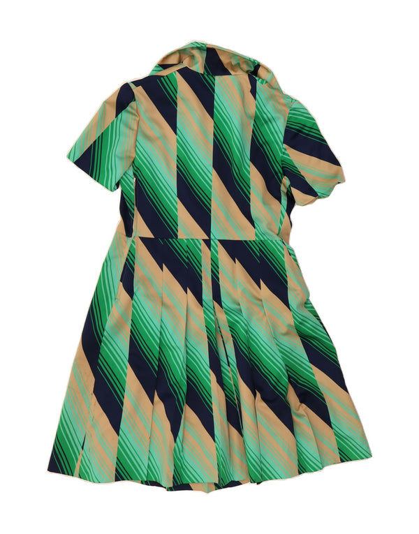 SIRIEM CONFEZIONI Womens Pullover Shirt Dress UK 12 Medium Green Striped