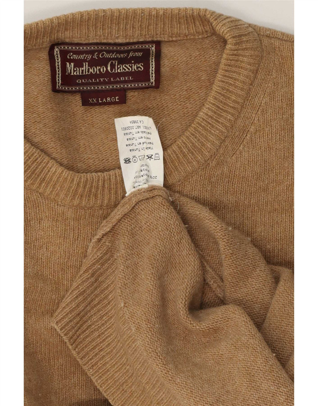 Maglione maglione girocollo da uomo Marlboro Classics 2XL lana marrone