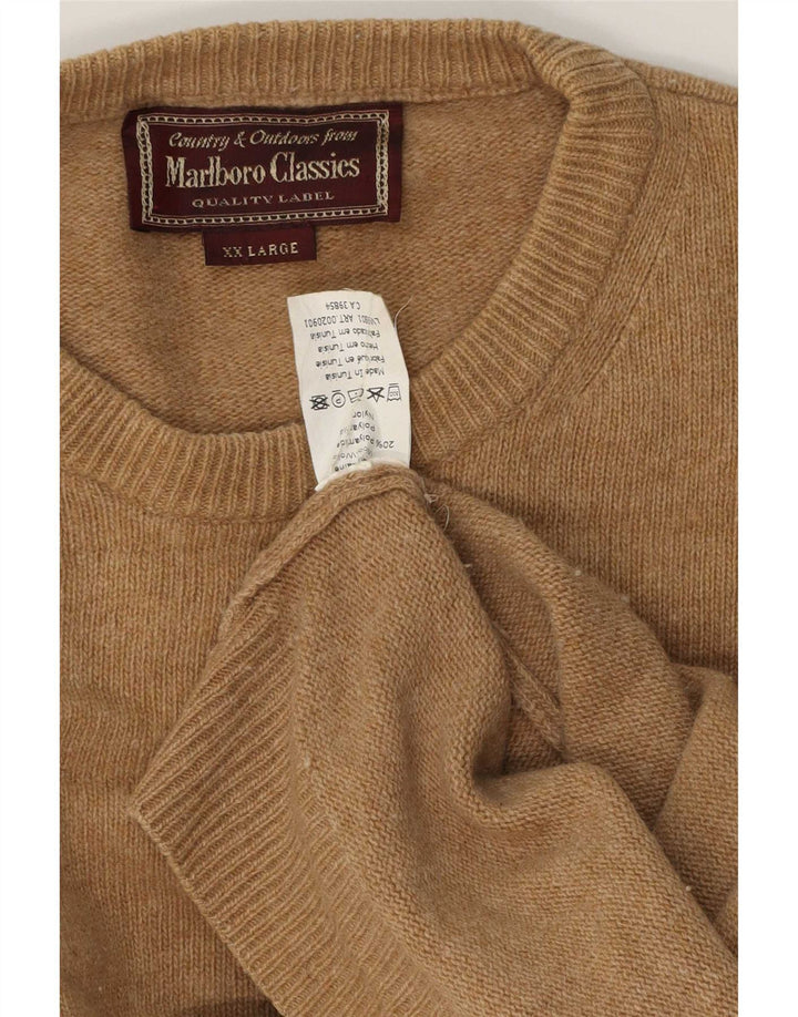 Maglione maglione girocollo da uomo Marlboro Classics 2XL lana marrone