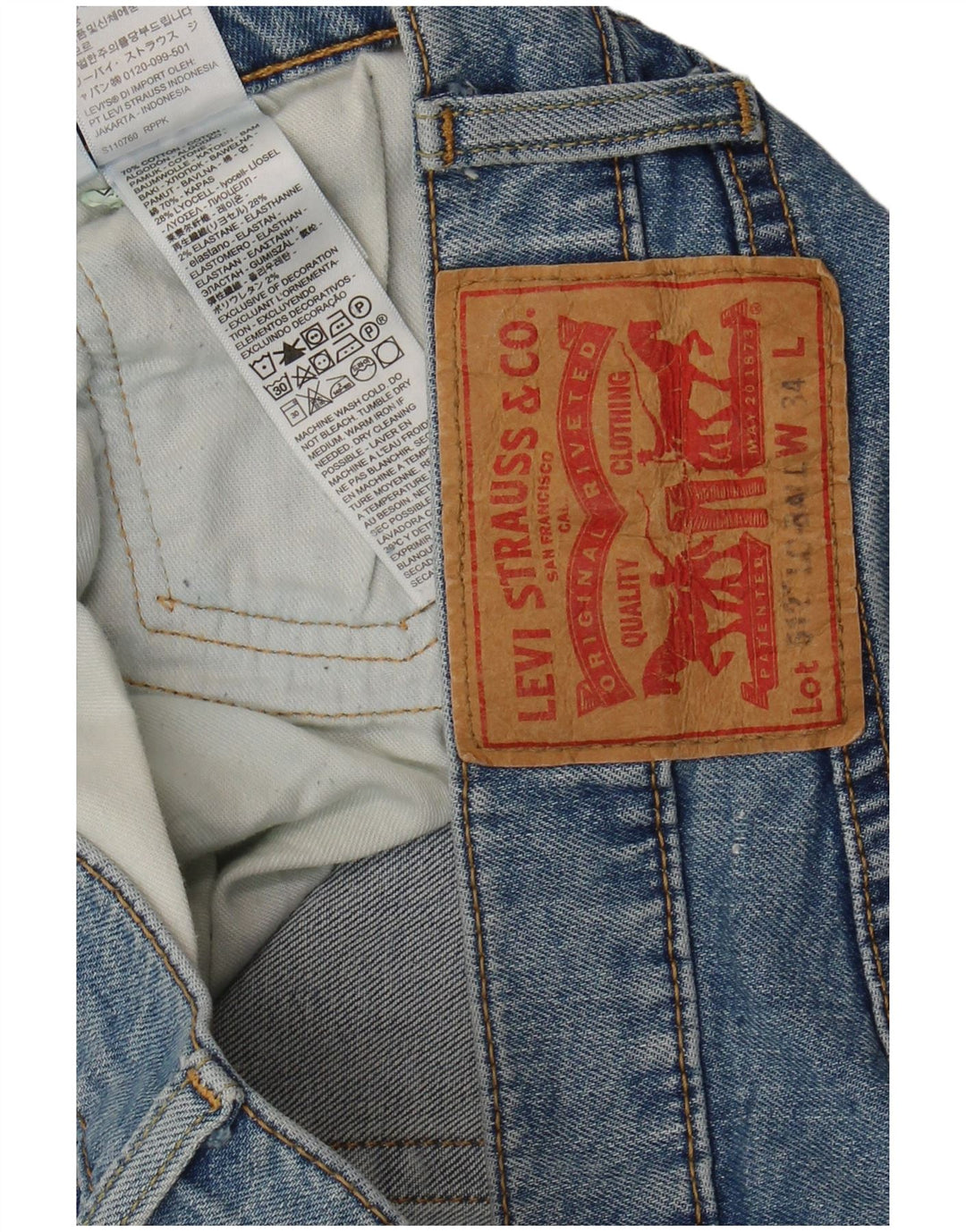 Levi's Uomo 512 Jeans affusolati slim effetto consumato W34 L32 cotone blu