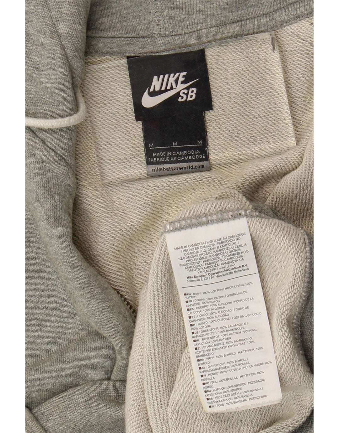 Felpa con cappuccio e zip Nike da uomo in cotone grigio medio
