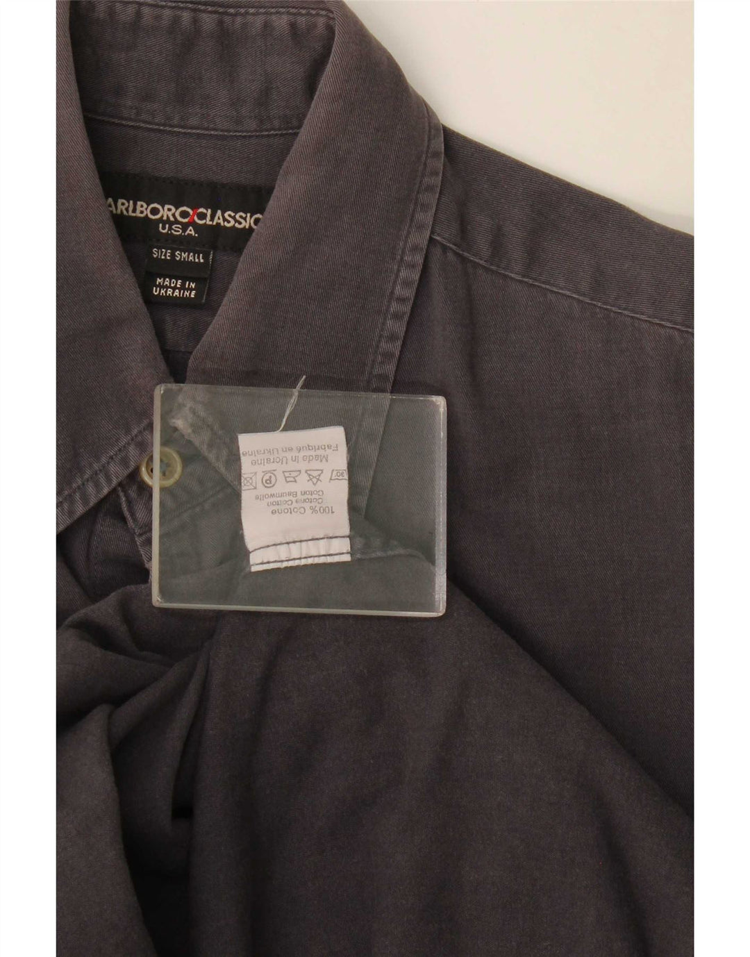 Camicia da uomo Marlboro Classics piccola in cotone grigio