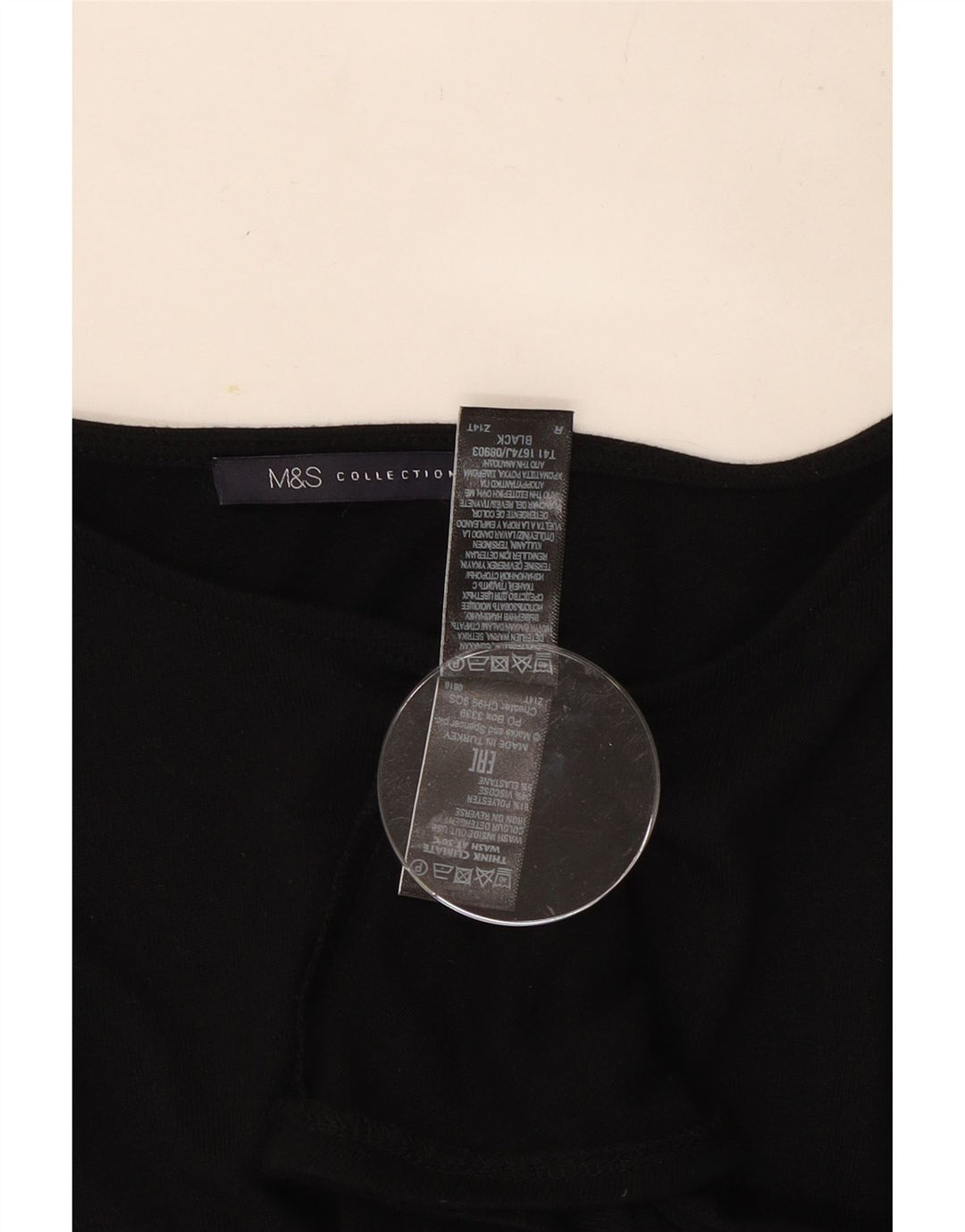 Marks & Spencer Top da donna manica 3/4 UK 12 medio poliestere nero