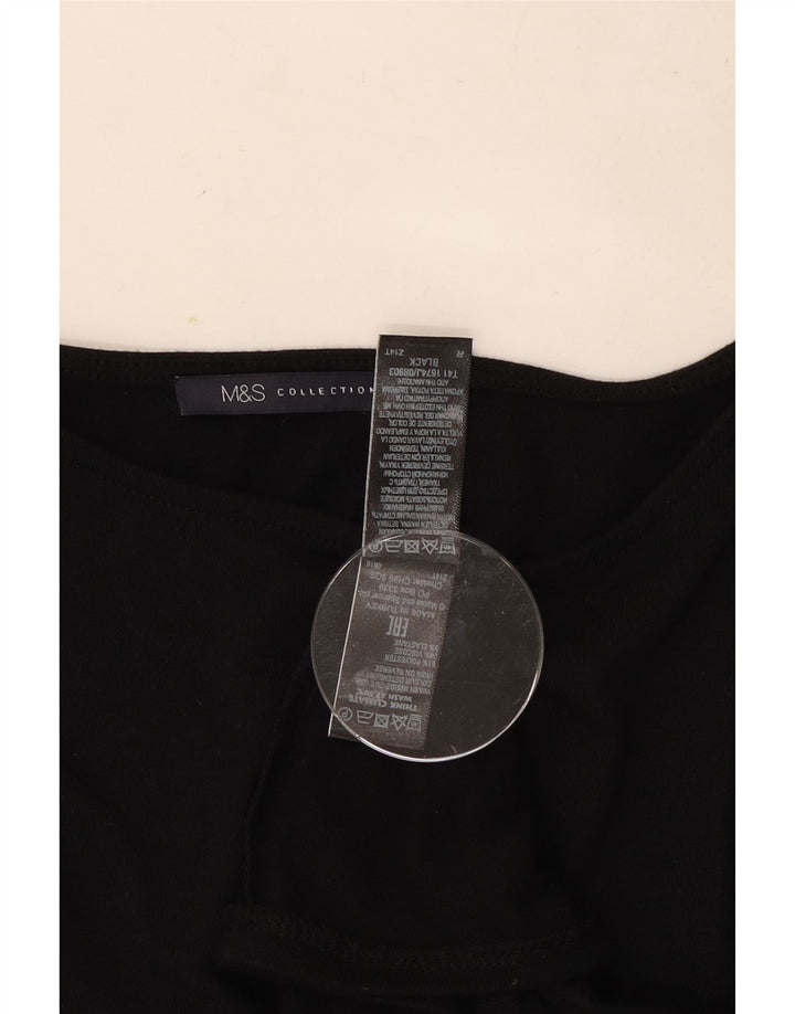 Marks & Spencer Top da donna manica 3/4 UK 12 medio poliestere nero
