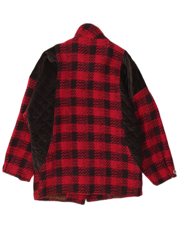Vintage Womens Oversized Overcoat EU 42 Large Red Check