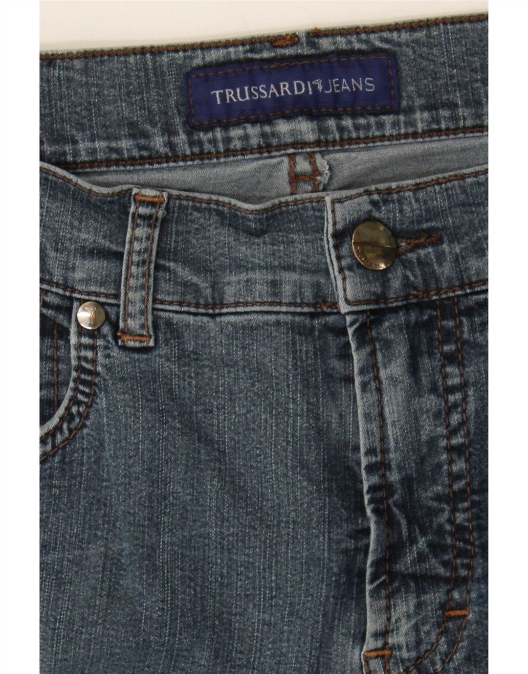 TRUSSARDI Mens Straight Jeans W34 L30 Blue Cotton Vintage Trussardi and Second-Hand Trussardi from Messina Hembry 