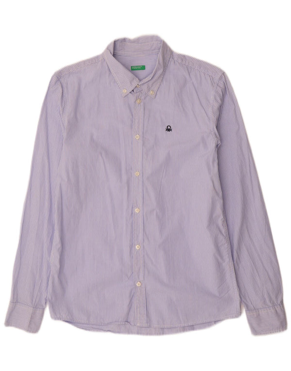 Maglia Benetton Bambino 13-14 Anni 3XL Cotone Gessato Blu