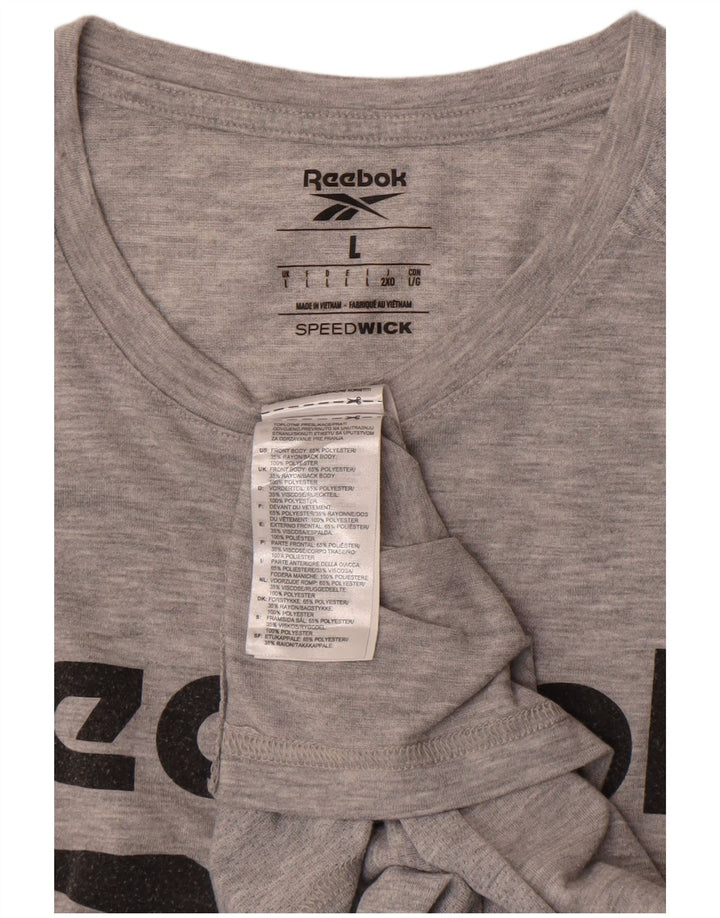 REEBOK T-shirt grafica da uomo Top grande in poliestere chiazzato grigio