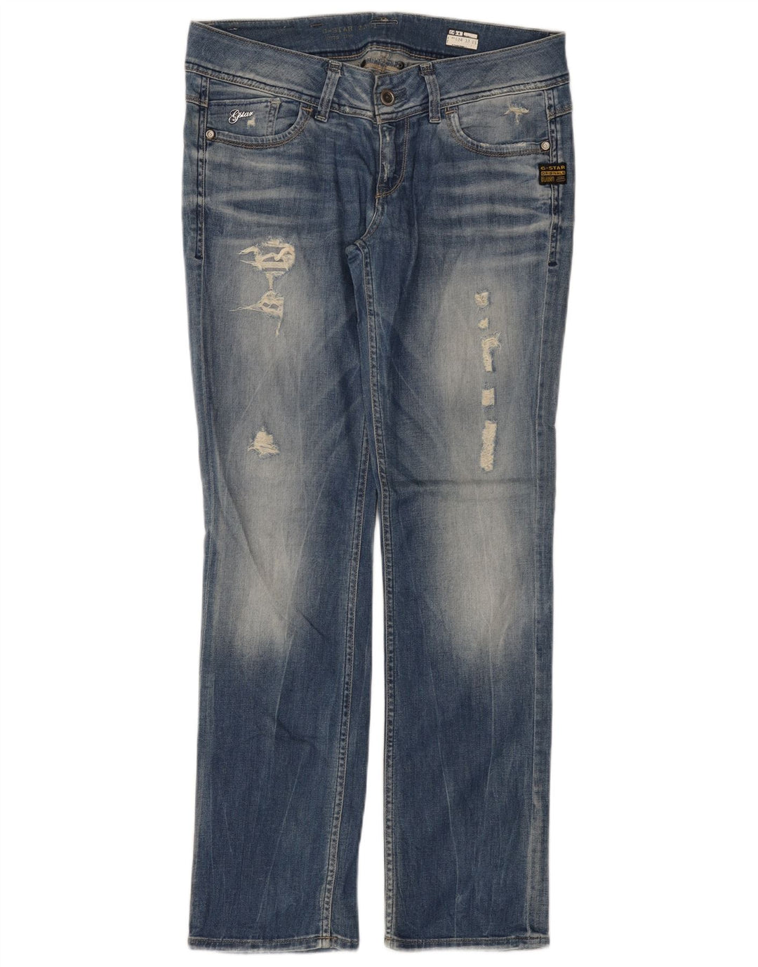 Jeans dritti invecchiati da donna G-Star W31 L32 cotone blu