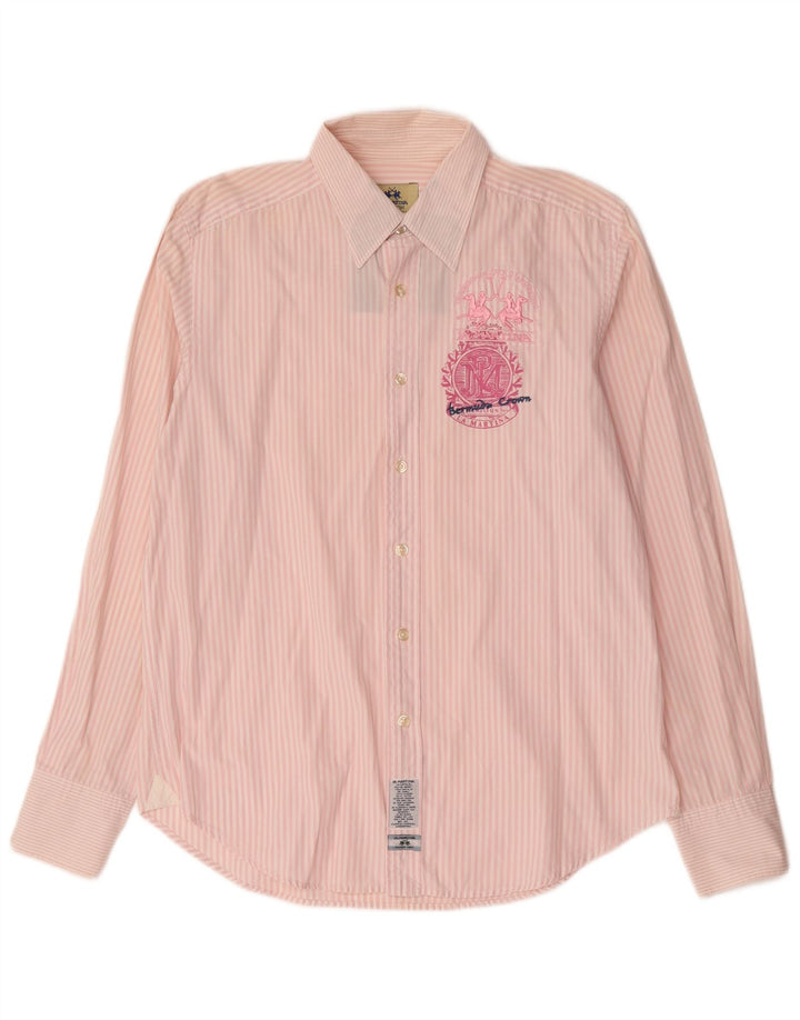Camicia grafica da uomo La Martina grande gessato rosa