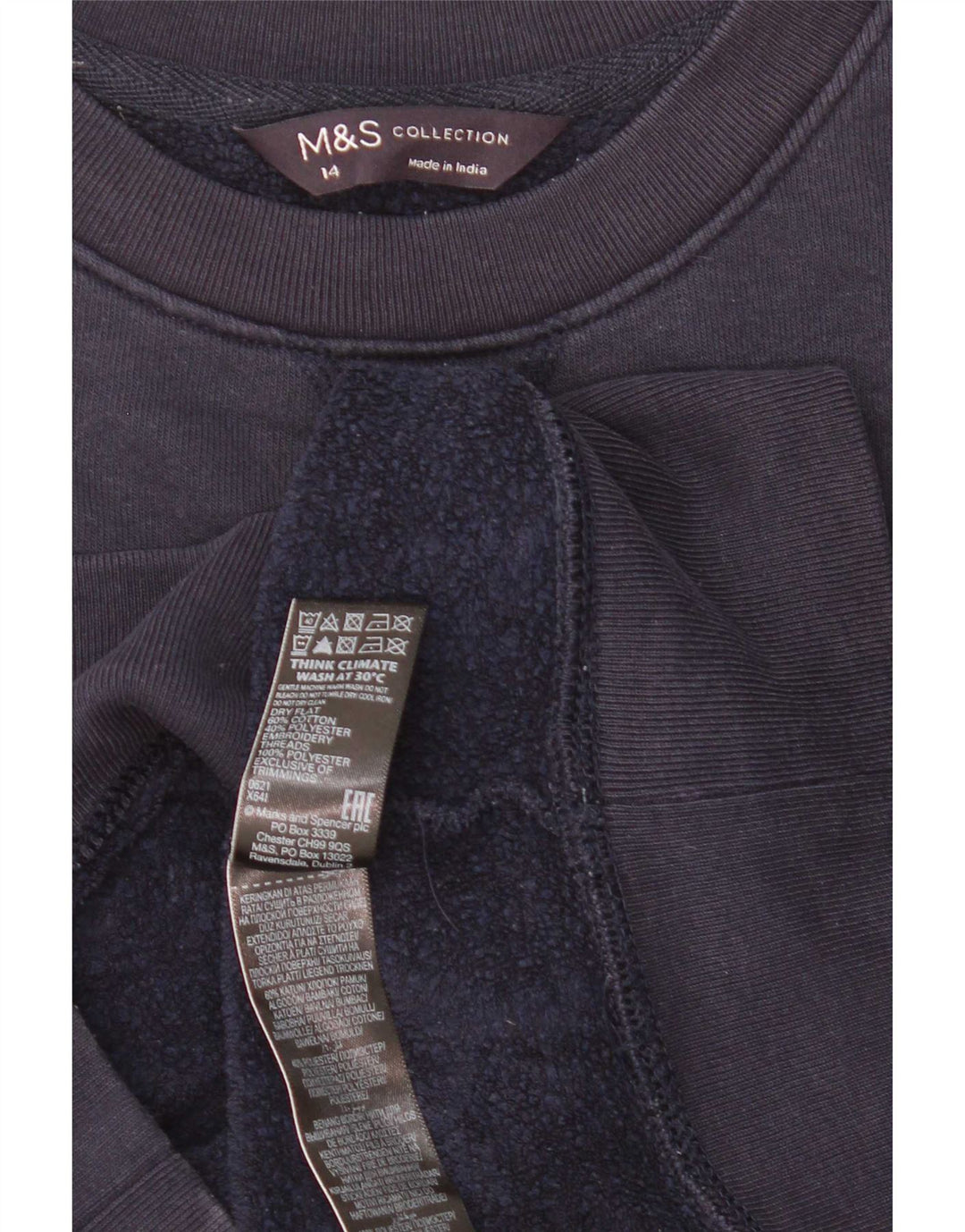 Felpa grafica da donna Marks & Spencer UK 14 grande blu navy