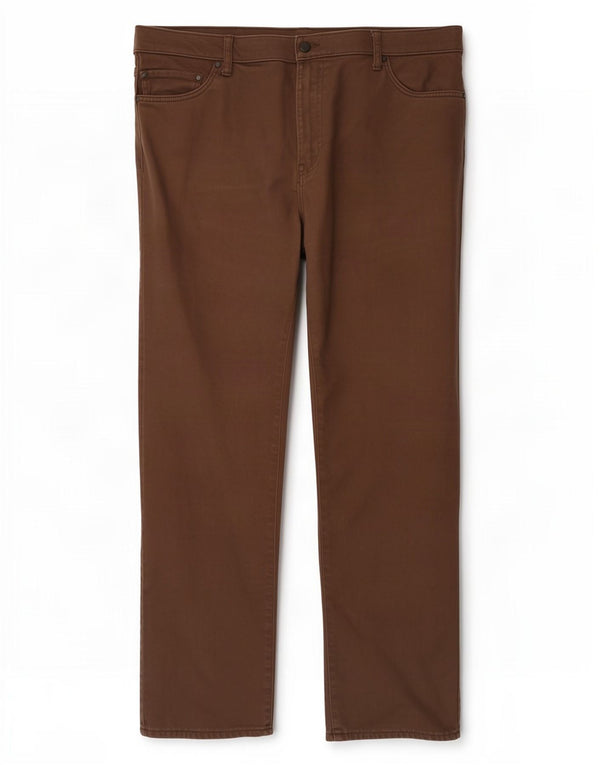 Marks & Spencer Pantaloni casual dritti da uomo W44 L33 Marrone Cotone