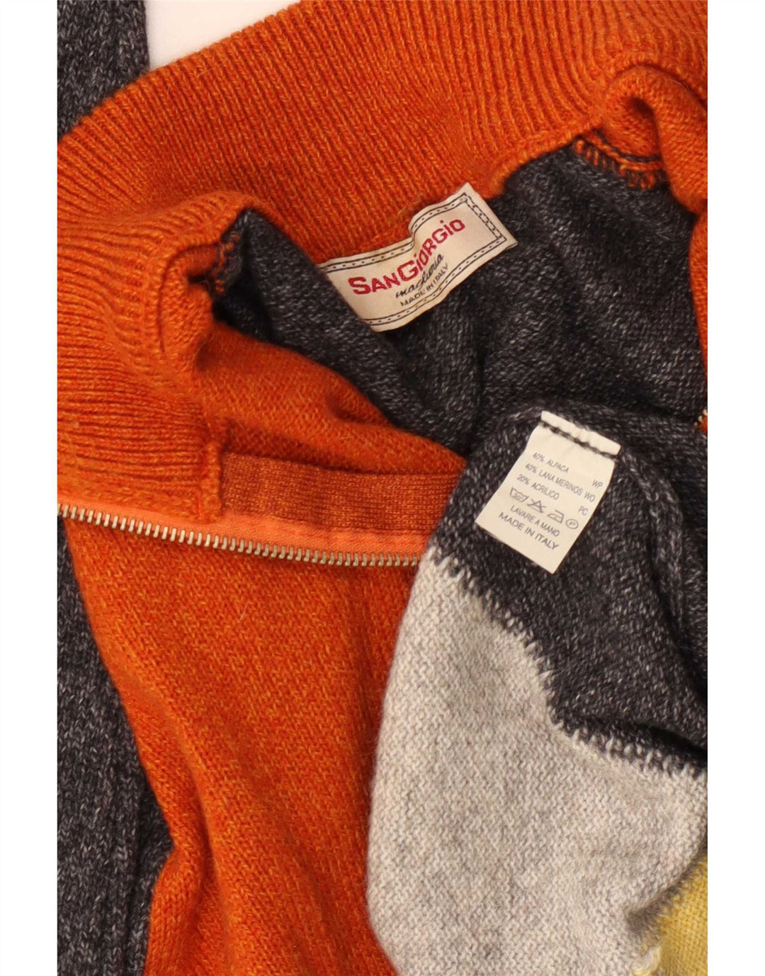 Maglione da uomo Sangiorgio con zip e collo, colore medio, multicolore, a rombi/diamante