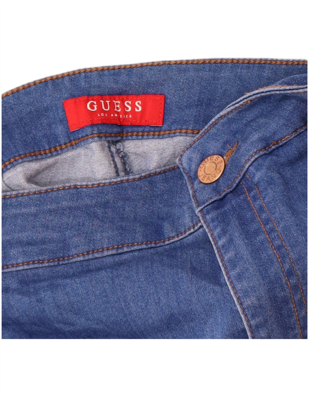Jeans skinny GUESS da donna a vita alta W24 L28 cotone blu