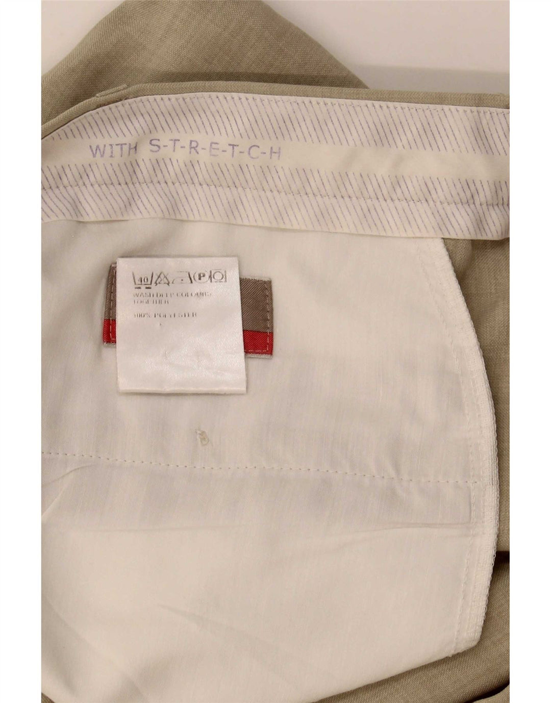 Pantaloni da abito dritti da uomo Marks & Spencer W38 L26 Poliestere beige