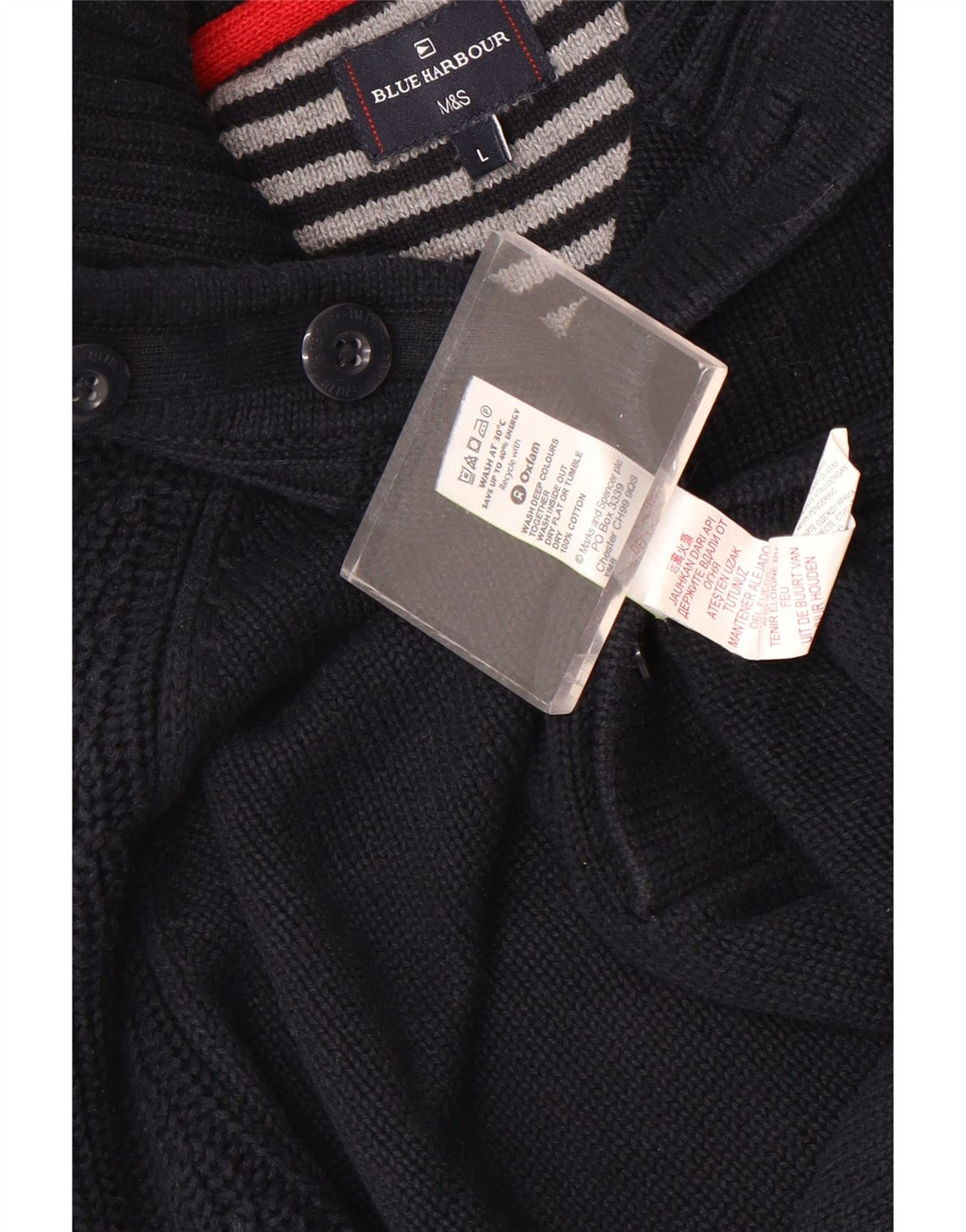 Maglione da uomo Marks & Spencer con bottoni e collo grande blu navy
