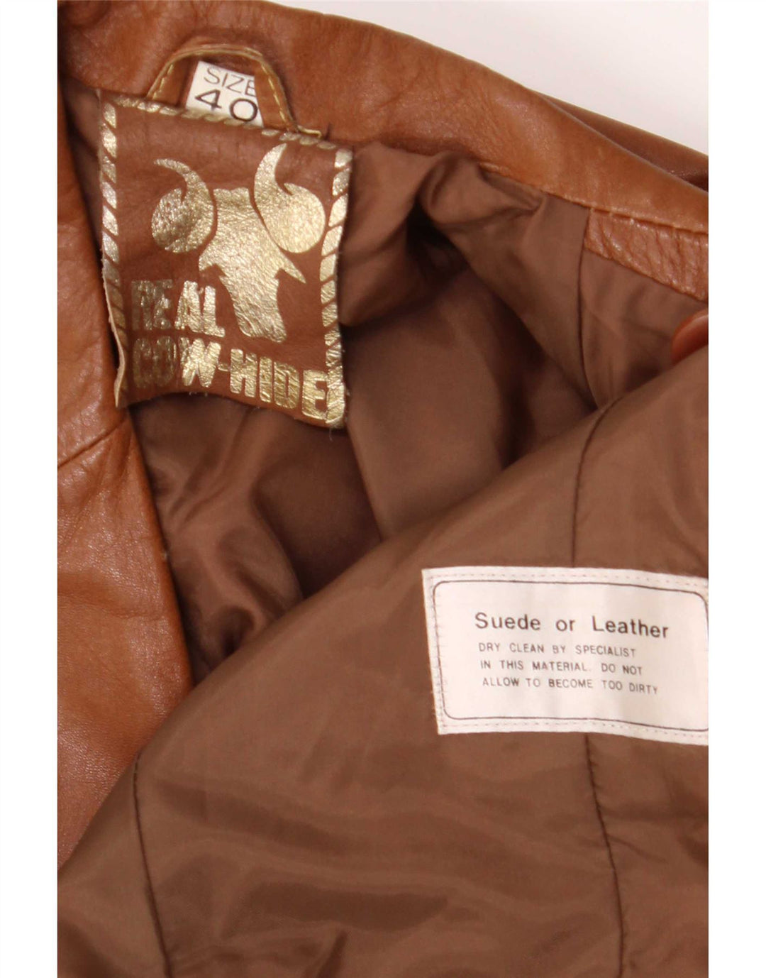 Giacca blazer in pelle vintage da uomo a 2 bottoni UK 40 grande marrone