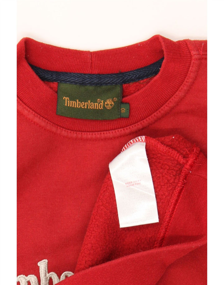 TIMBERLAND Boys Graphic Sweatshirt Jumper 9-10 Years Red Cotton