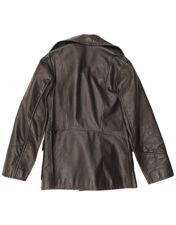 Giacca in pelle vintage da donna UK 10 piccola nera