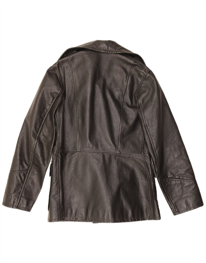 Giacca in pelle vintage da donna UK 10 piccola nera