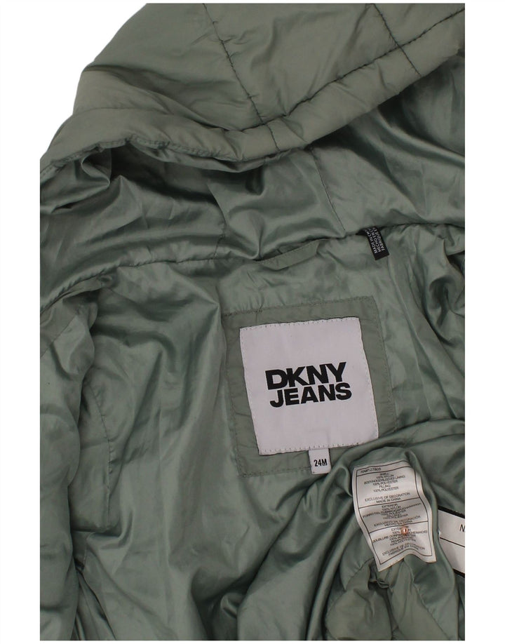 Giacca imbottita con cappuccio per bambina DKNY 18-24 mesi in nylon verde