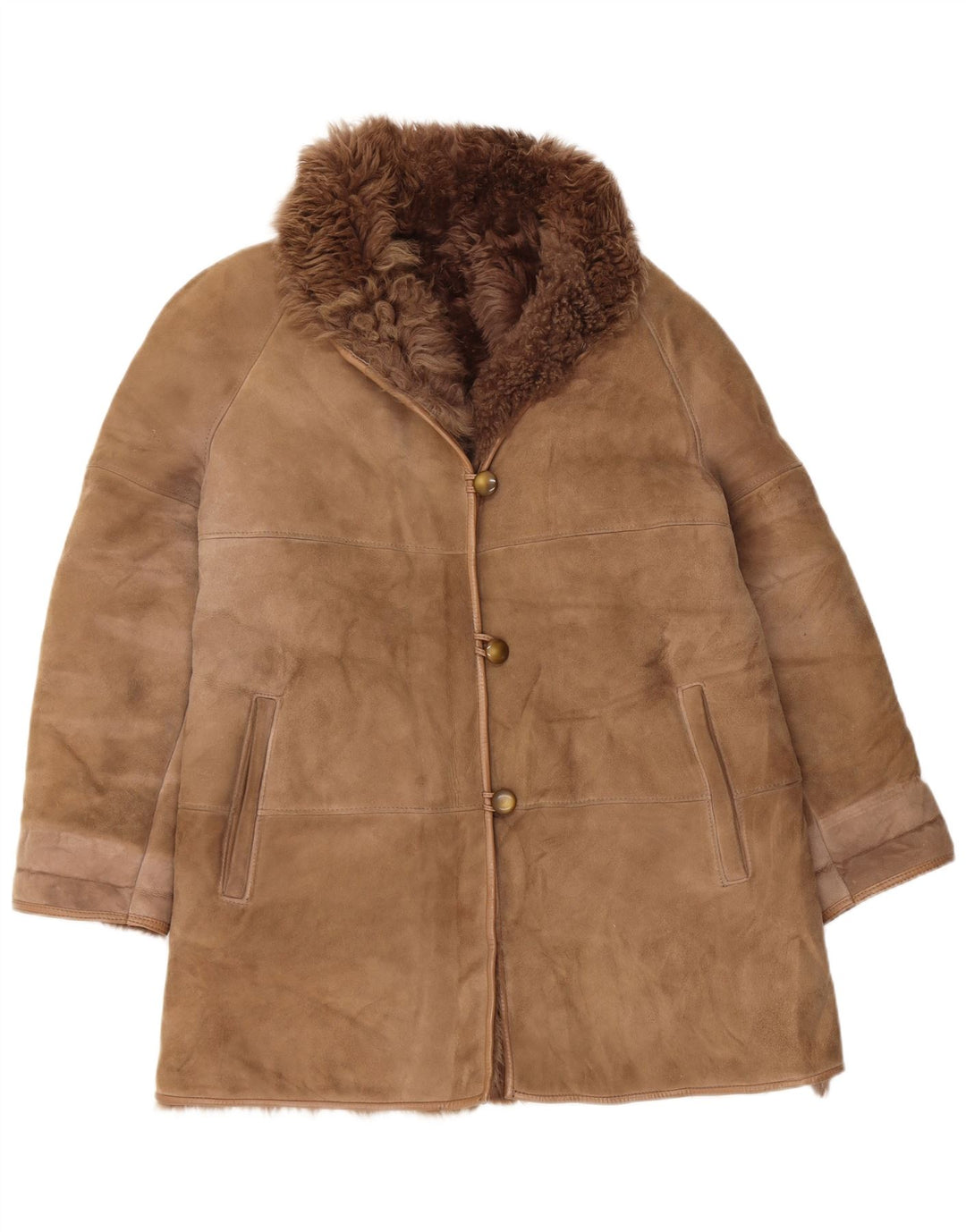 Cappotto in shearling vintage da donna EU 42 Shearling beige grande