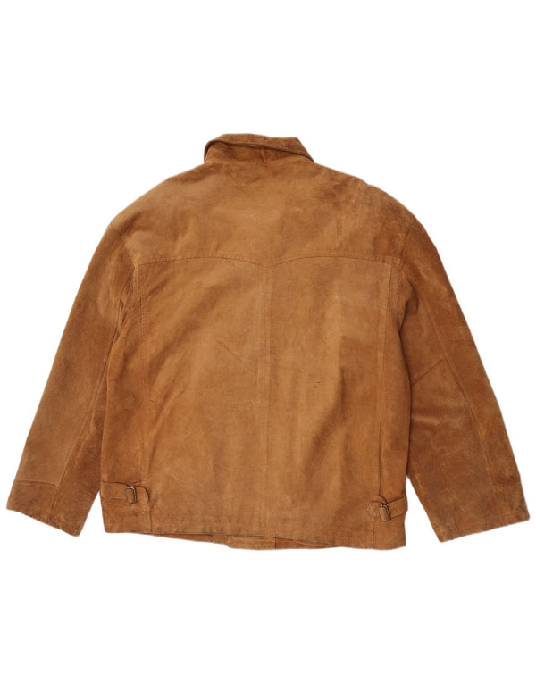 Giacca in pelle scamosciata da uomo Les Boulevards IT 50 Large in pelle marrone